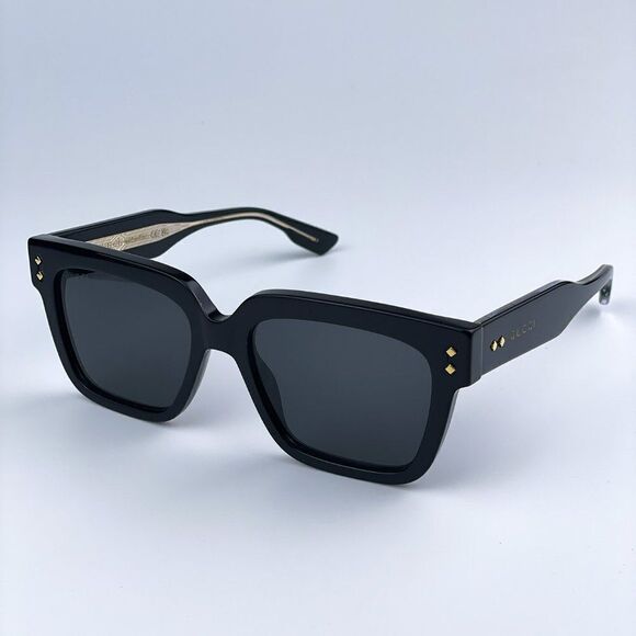 NEW Gucci GG1084S 001 Black Grey Square Unisex Sunglasses - Picture 1 of 15